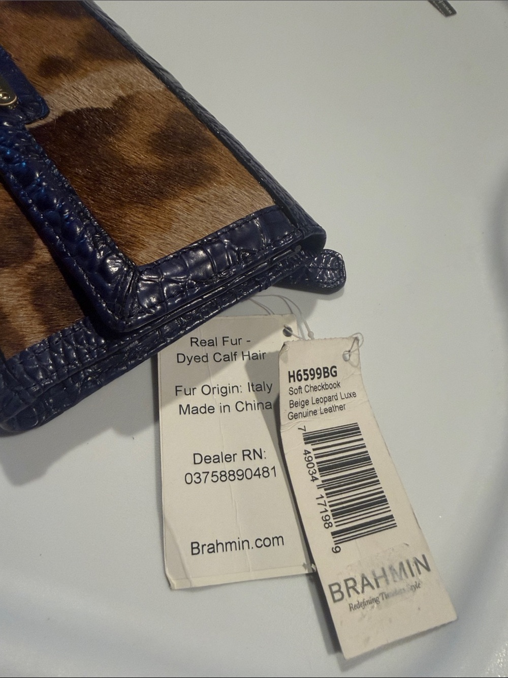 Brahmin wallet. Blue leather and fur. New with tags - Picture 7 of 7